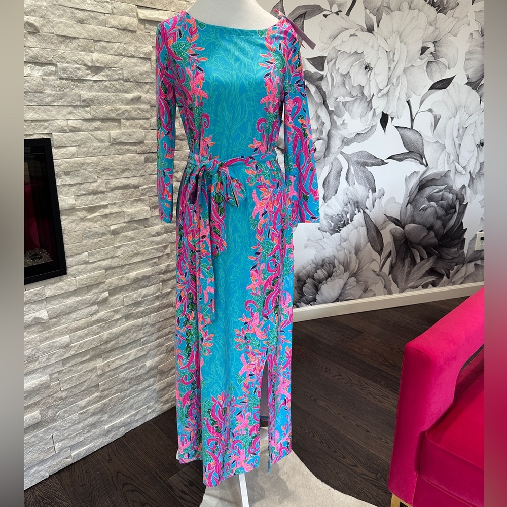 NWT Lilly Pulitzer Carabella Midi Dress in Seaweed Samba Engineered size medium